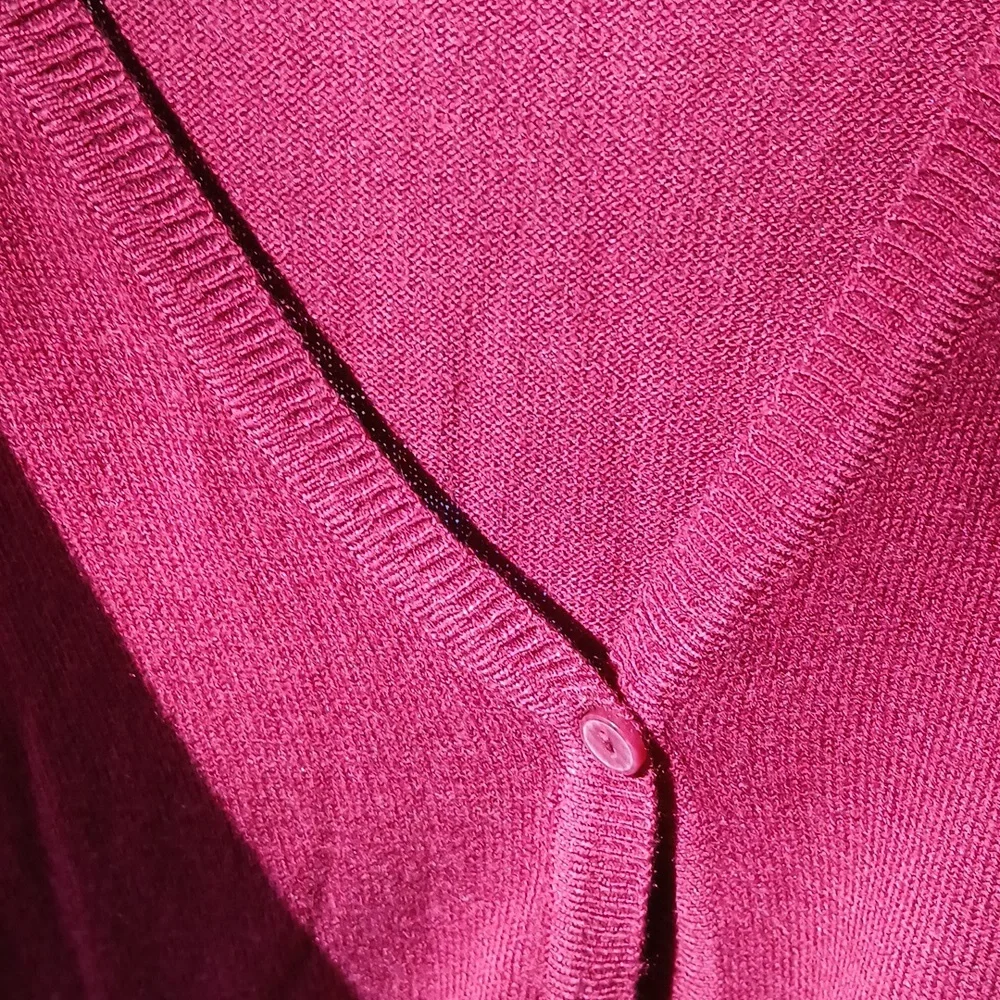 Basic Editions Burgundy Cardigan Sweater - Picture 3 of 3